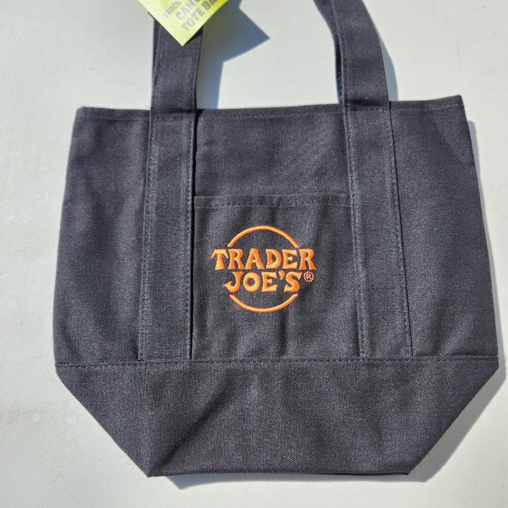 NEW Trader Joe's Black Mini Tote Trick or Treat Canvas Bag Halloween Trader Joes - Picture 4 of 8